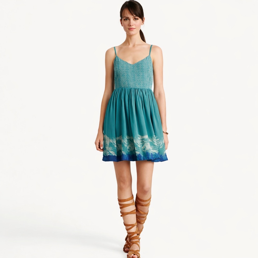 Anthropologie Floreat Watergarden Silk Dress Petite 4 | Artistic Boho Silk Mini